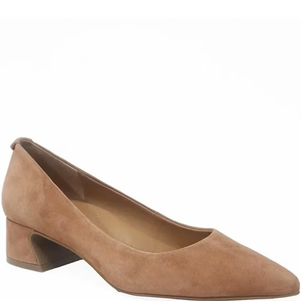 Gentle Souls Gardena Suede Block Heel Pumps in Camel Like New Women's 7.5m